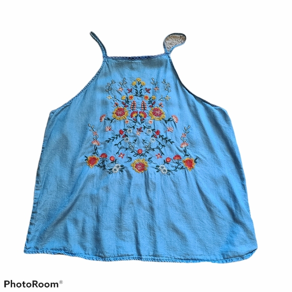 Francescas blue rain embroidered blue top … - Picture 1 of 7